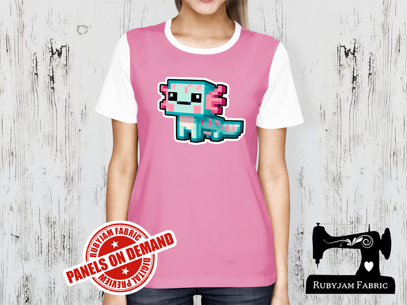 Cyan Axolotl Block Game - LIGHT PINK - Panels On Demand