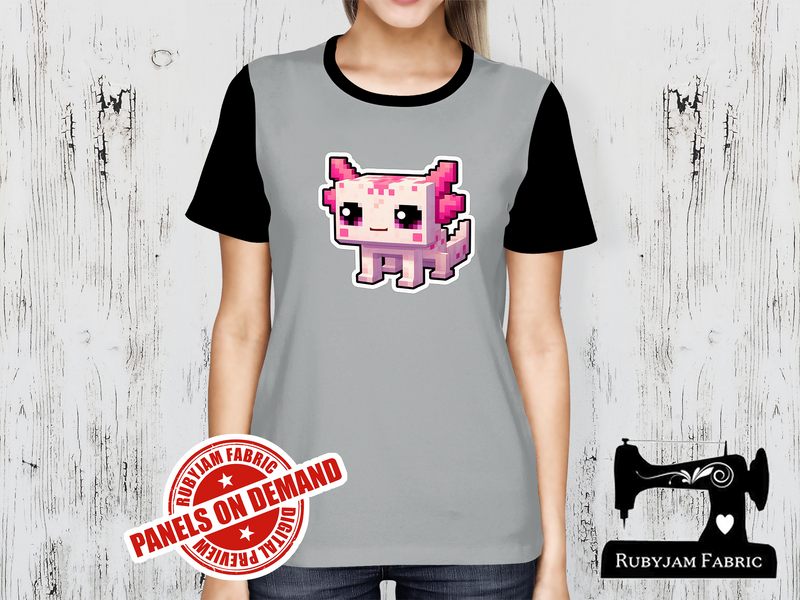 Pink Axolotl Block Game - HEATHER GREY - Panels On Demand