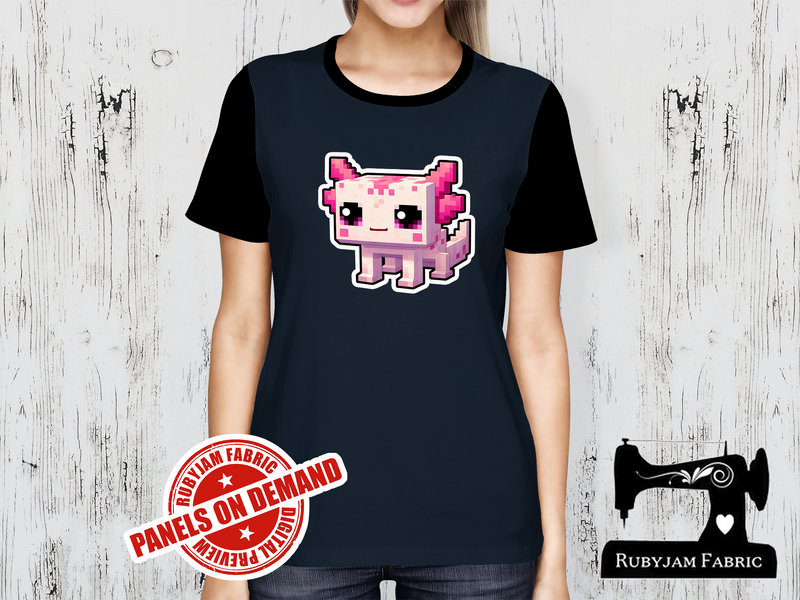 Pink Axolotl Block Game - NAVY BLUE - Panels On Demand