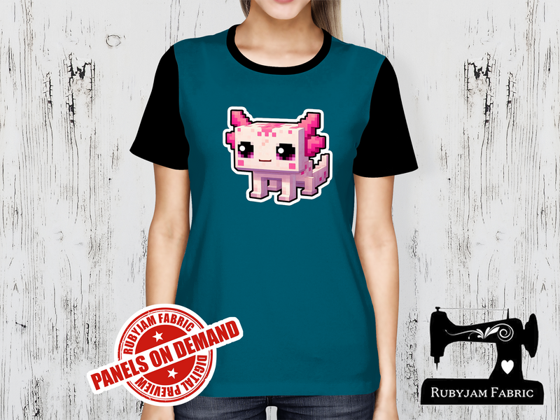 Pink Axolotl Block Game - TEAL BLUE - Panels On Demand