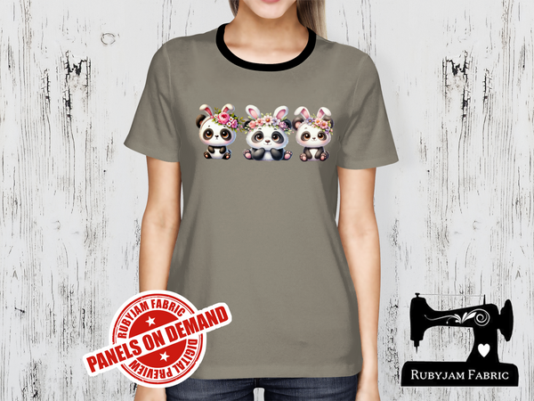 Panda Easter Bunnies - LIGHT GREY - Panels On Demand