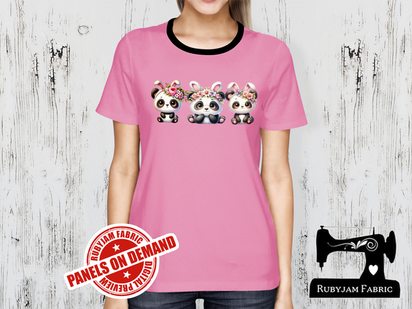 Panda Easter Bunnies - LIGHT PINK - Panels On Demand
