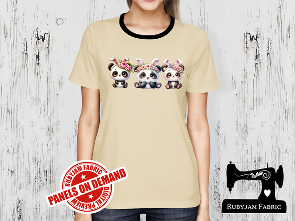 Panda Easter Bunnies - SAND BEIGE - Panels On Demand