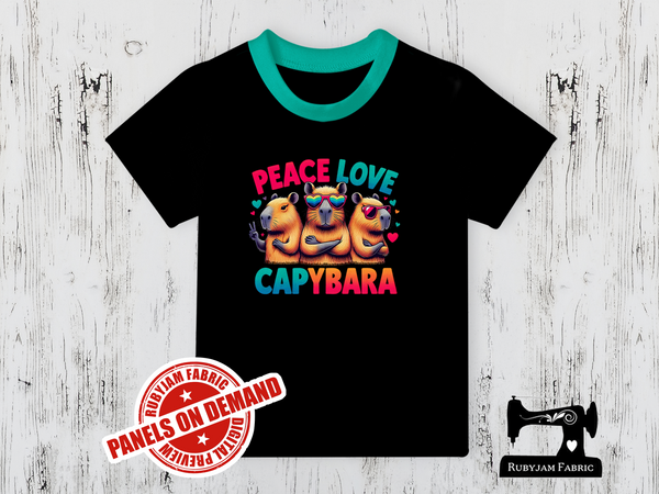 Peace Love Capybara - BLACK - Panels On Demand
