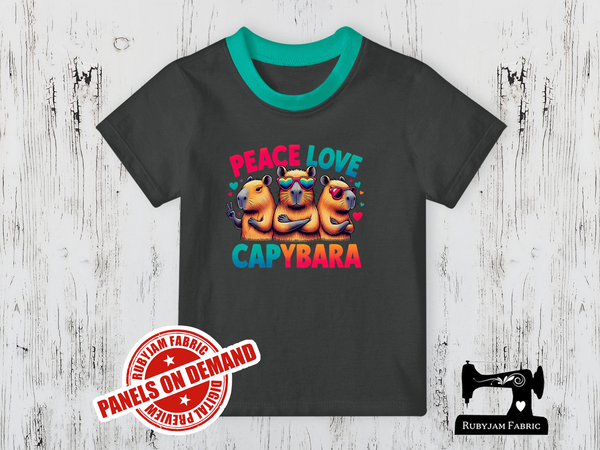 Peace Love Capybara - CHARCOAL - Panels On Demand
