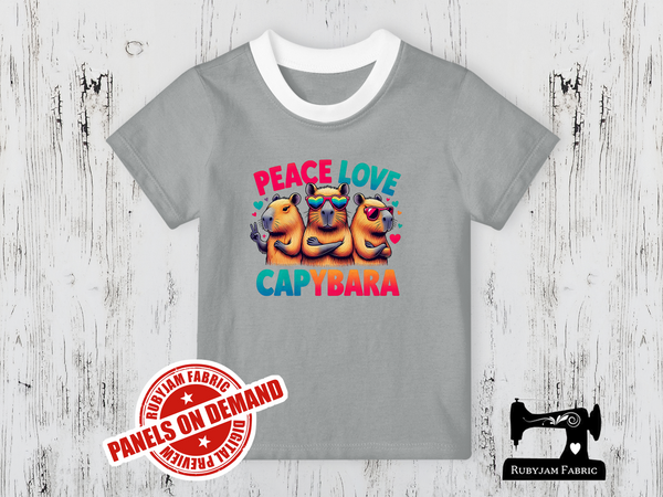 Peace Love Capybara - HEATHER GREY - Panels On Demand