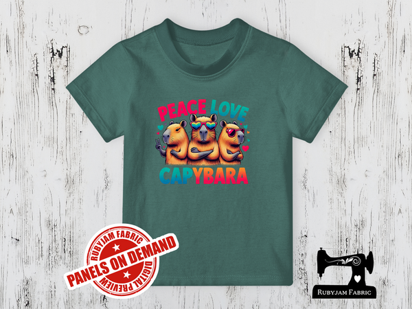 Peace Love Capybara - SAGE GREEN - Panels On Demand