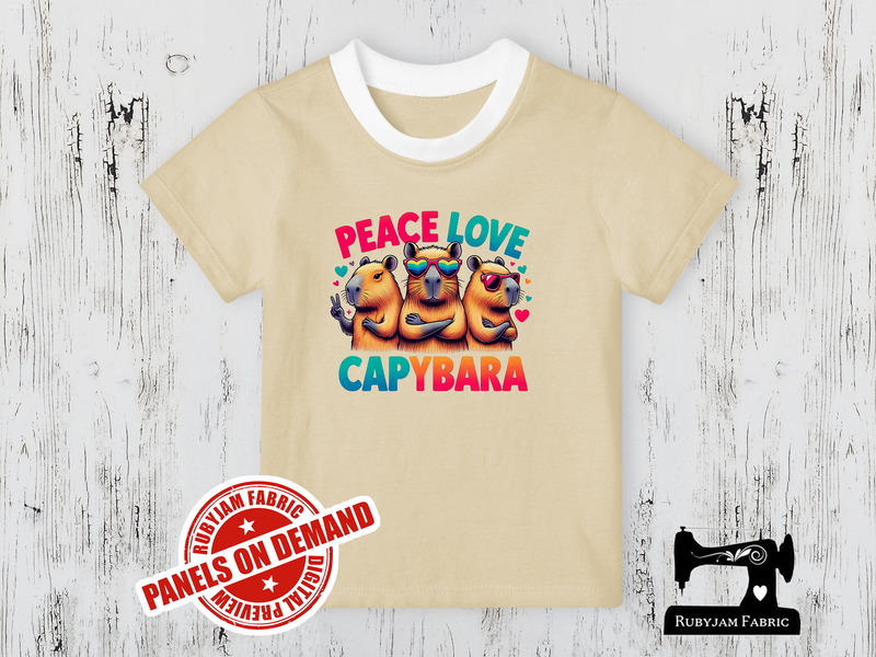 Peace Love Capybara - SAND BEIGE - Panels On Demand