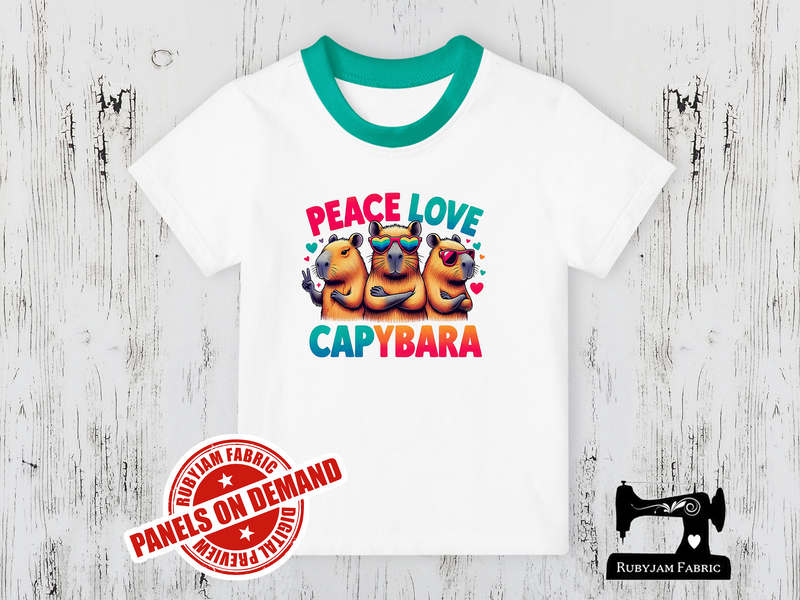 Peace Love Capybara - WHITE - Panels On Demand