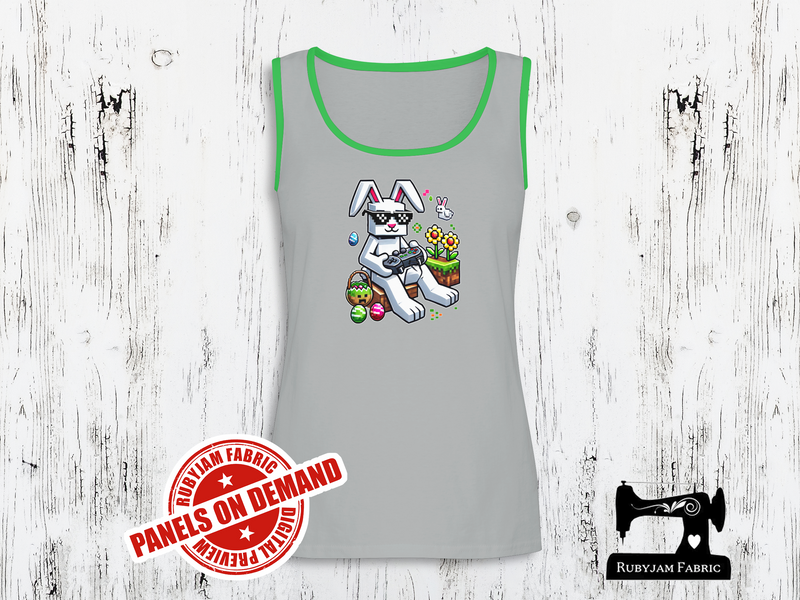 Easter Bunny Gamer Block - HEATHER GREY - Panels On Demand