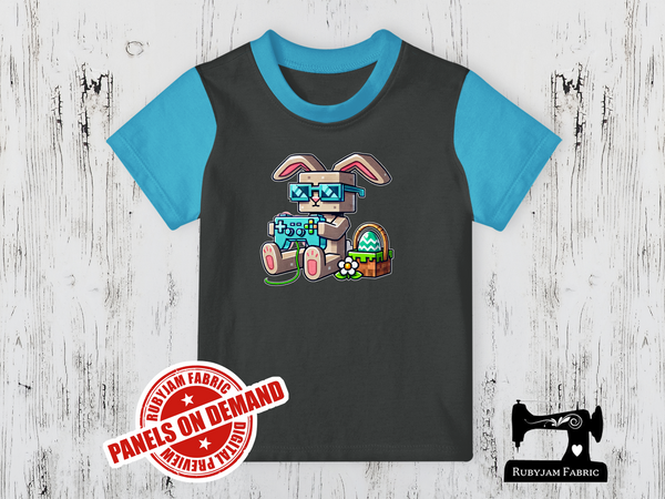 Easter Bunny Gamer Block 2 - CHARCOAL GREY - Panels On Demand