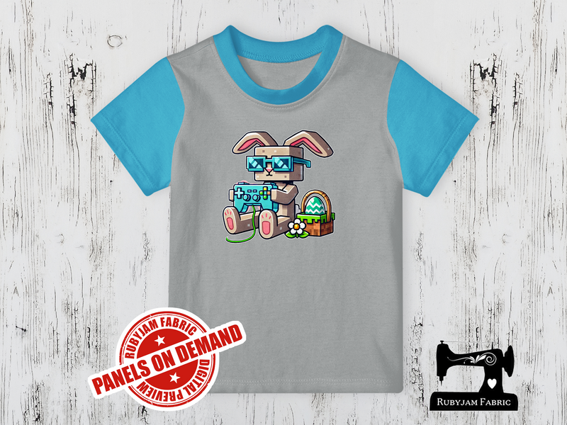 Easter Bunny Gamer Block 2 - HEATHER GREY - Panels On Demand