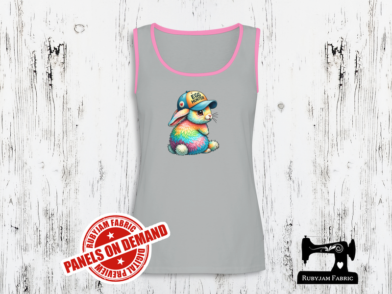 Rainbow Easter Bunny Egg Hunter - HEATHER GREY - Panels On Demand