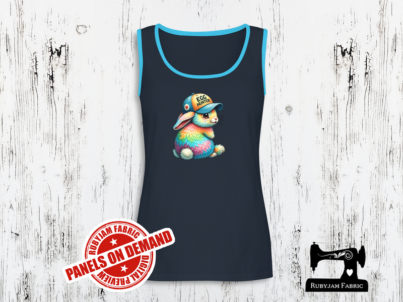 Rainbow Easter Bunny Egg Hunter - NAVY BLUE - Panels On Demand