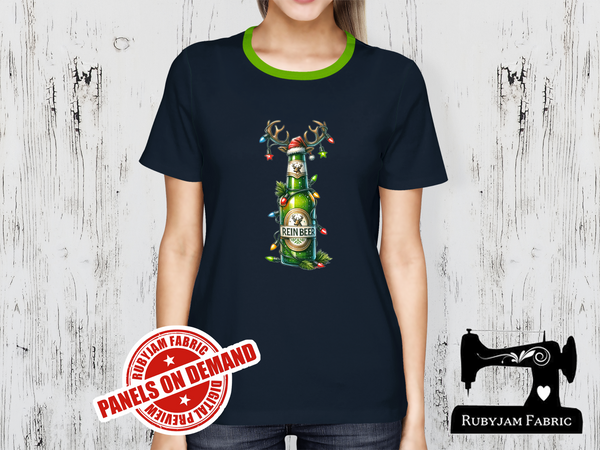 Rein Beer Christmas - NAVY BLUE - Panels On Demand