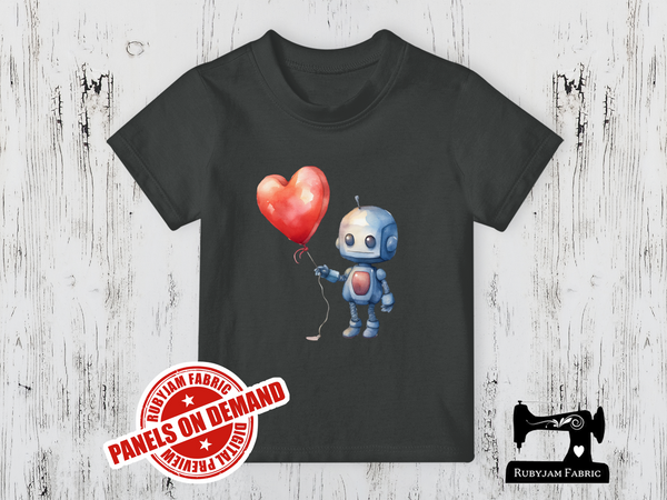 Robot Balloon Heart - CHARCOAL GREY - Panels On Demand