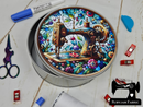 Stained Glass Sewing Machine - Sewing Storage Tin (Round) - Bespoke