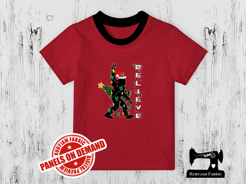 Believe Christmas Big Foot - RED - Panels On Demand