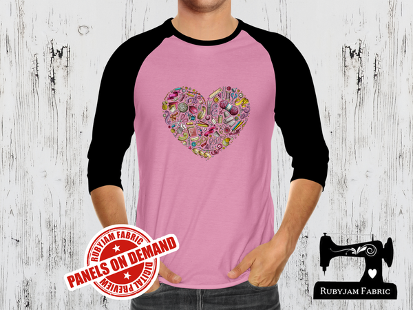 Sewing Notions Heart - LIGHT PINK - Panels On Demand