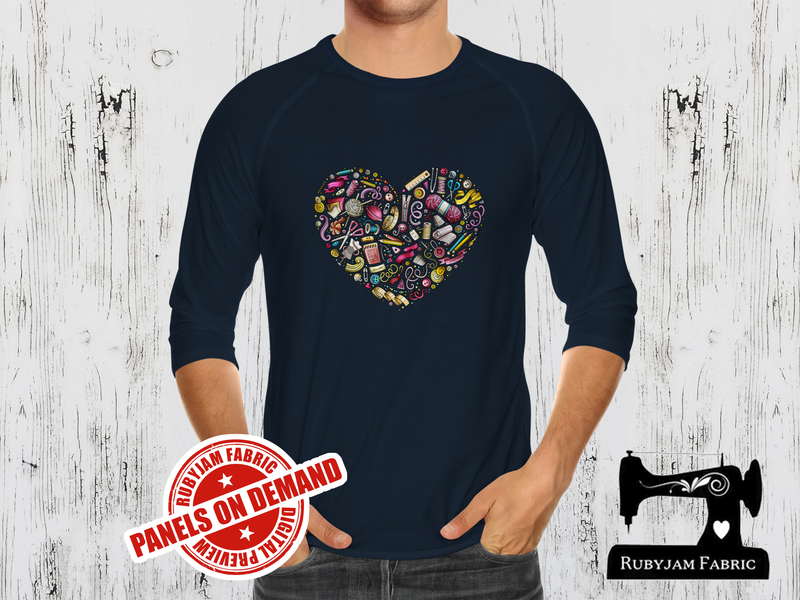 Sewing Notions Heart - NAVY BLUE - Panels On Demand