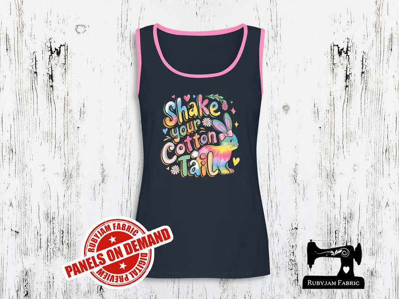 Shake Your Cottontail Rabbit Easter (Mint) - NAVY BLUE - Panels On Demand