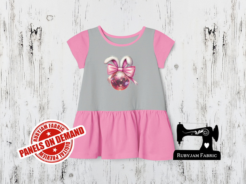 Shiny Disco Ball Easter Bunny Ears - HEATHER GREY - Panels On Demand