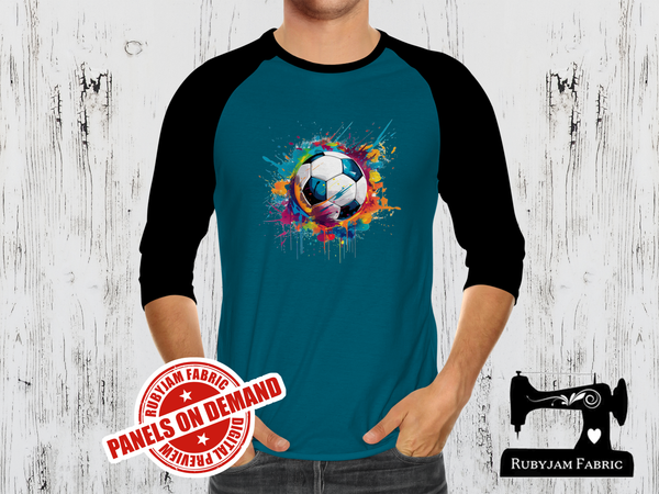 Soccer Ball Rainbow - TEAL BLUE - Panels On Demand