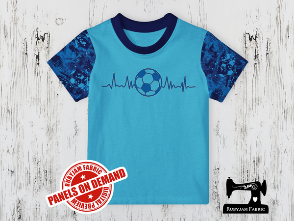 Soccer Ball Heartbeat - LIGHT BLUE - Panels On Demand