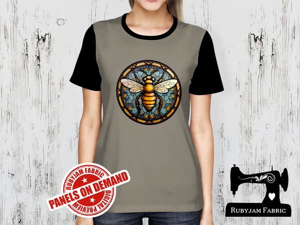Stained Glass Bee - LIGHT GREY - Panels On Demand