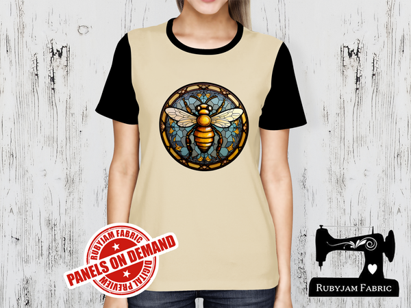 Stained Glass Bee - SAND BEIGE - Panels On Demand
