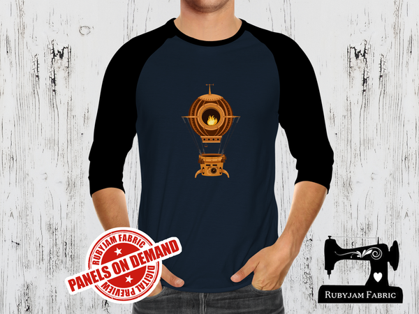 Steampunk Hot Air Balloon -  NAVY BLUE - Panels On Demand