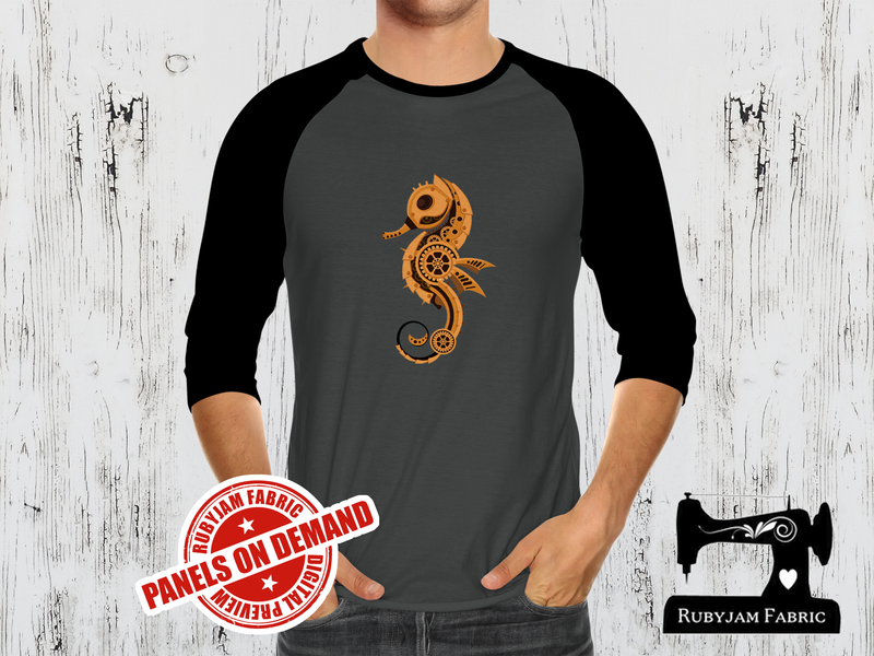 Steampunk Sea Horse -  CHARCOAL GREY - Panels On Demand