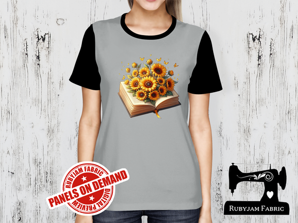 Sunflowers with Book - LIGHT GREY - Panels On Demand