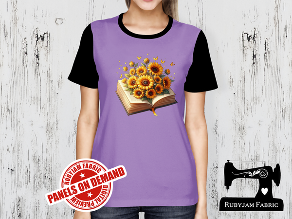 Sunflowers with Book - LIGHT PURPLE - Panels On Demand
