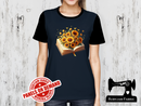Sunflowers with Book - NAVY BLUE - Panels On Demand