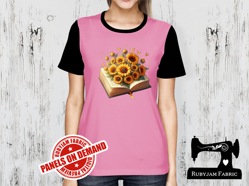 Sunflowers with Book - LIGHT PINK - Panels On Demand