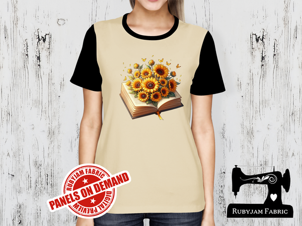 Sunflowers with Book - SAND BEIGE - Panels On Demand