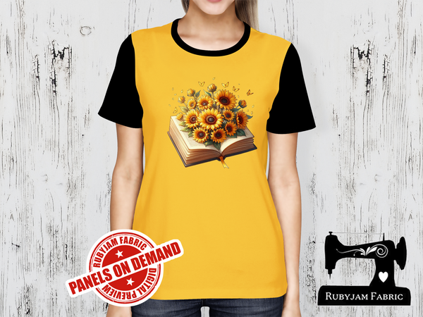 Sunflowers with Book - YELLOW - Panels On Demand