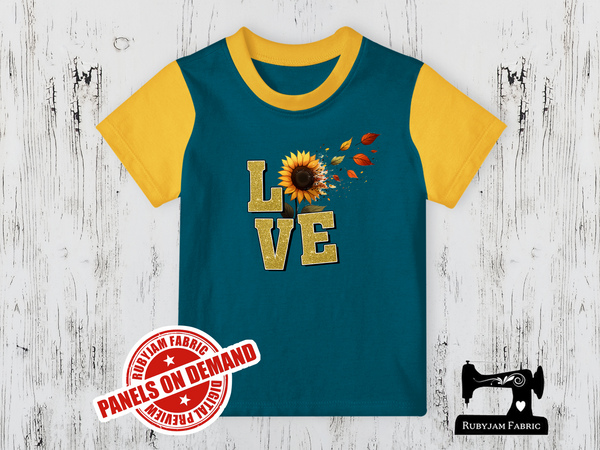 Love Sunflowers - TEAL BLUE - Panels On Demand