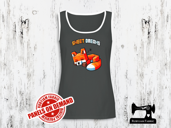 Sweet Dreams Block Fox - CHARCOAL GREY - Panels On Demand