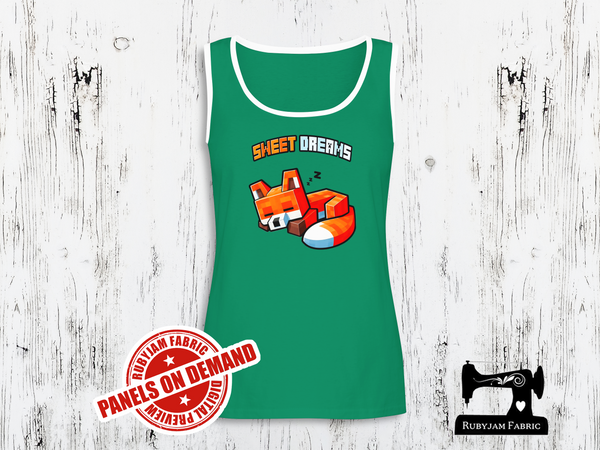 Sweet Dreams Block Fox - GREEN - Panels On Demand
