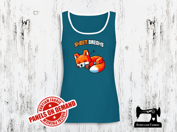 Sweet Dreams Block Fox - TEAL BLUE - Panels On Demand