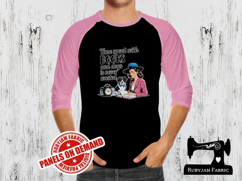 Time Spent With Books and Dogs is Never Wasted - BLACK - Panels On Demand