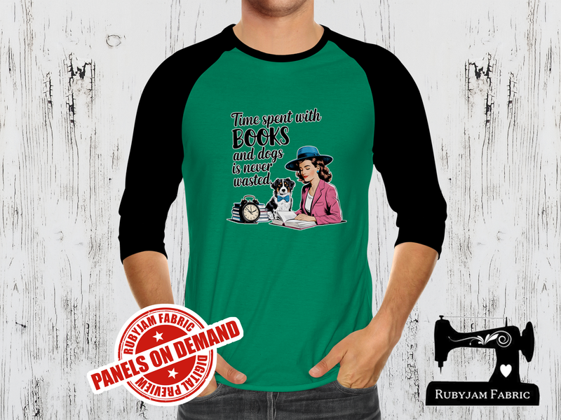 Time Spent With Books and Dogs is Never Wasted - GREEN - Panels On Demand