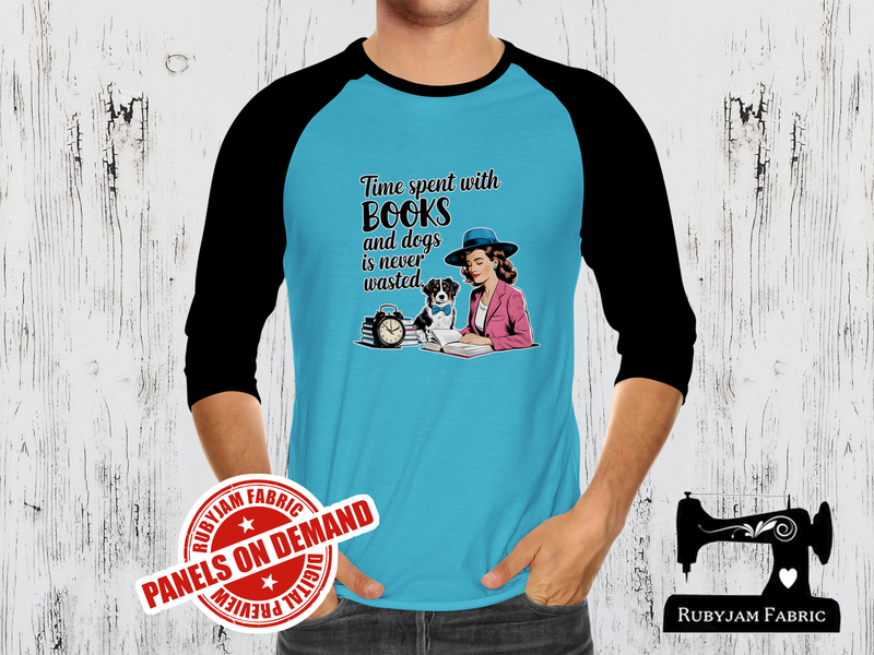 Time Spent With Books and Dogs is Never Wasted - LIGHT BLUE - Panels On Demand
