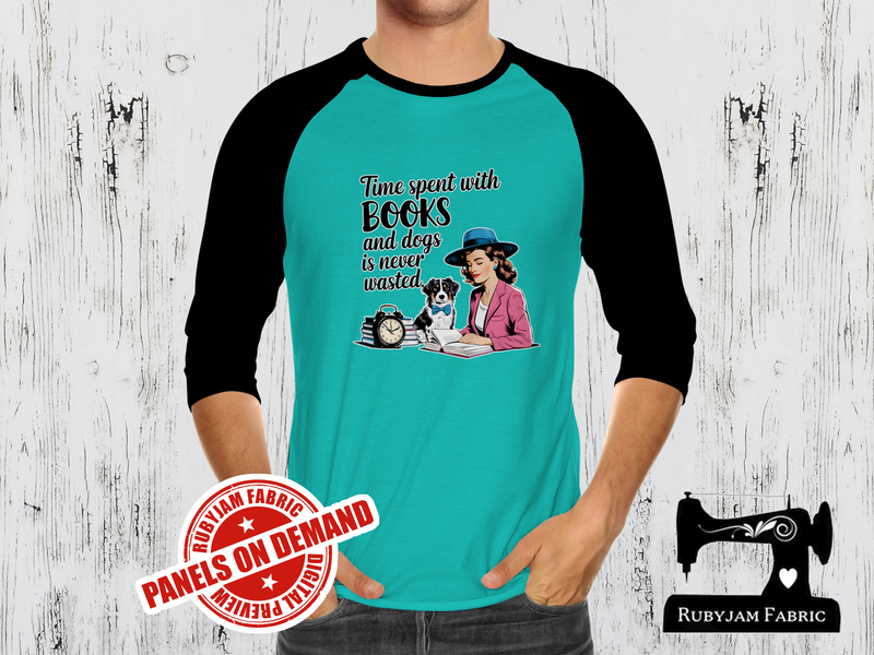 Time Spent With Books and Dogs is Never Wasted - MINT GREEN - Panels On Demand