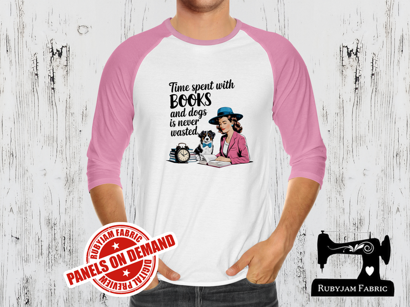 Time Spent With Books and Dogs is Never Wasted - WHITE - Panels On Demand