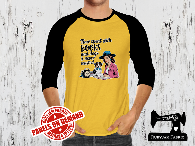Time Spent With Books and Dogs is Never Wasted - YELLOW - Panels On Demand