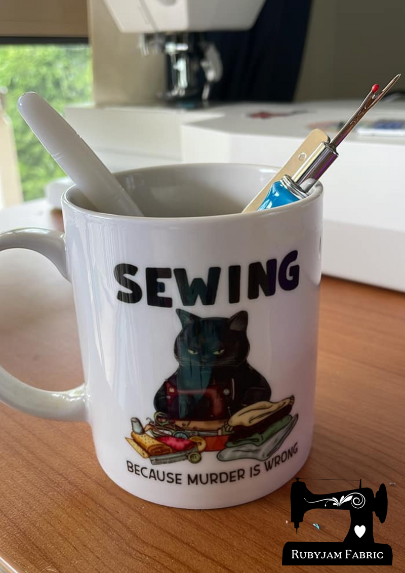 Sewing Because Murder Is Wrong - Mug - Bespoke