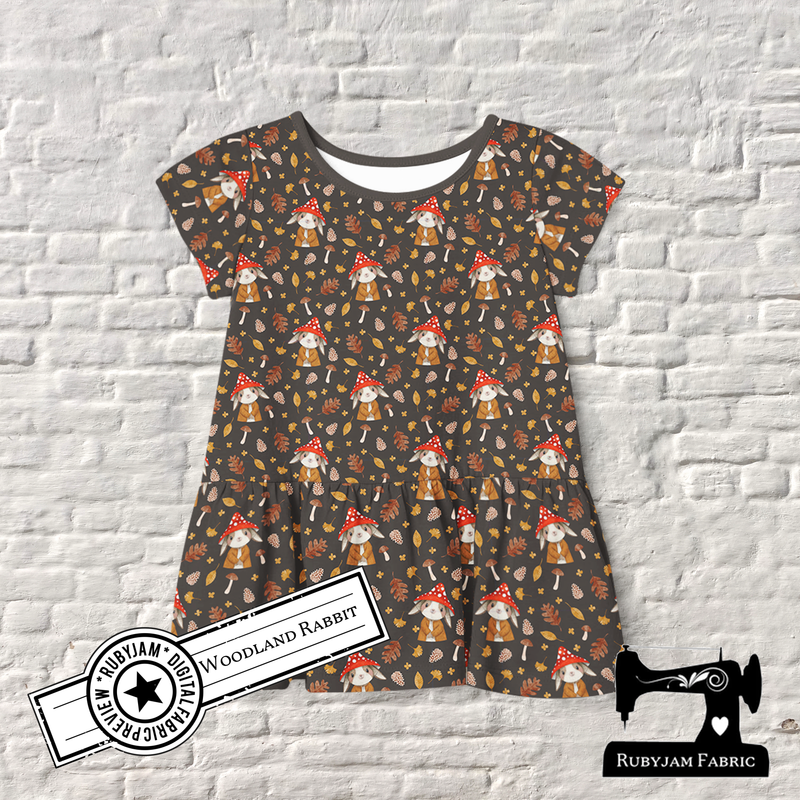 Woodland Rabbits - cotton lycra - 150cm wide - clearance